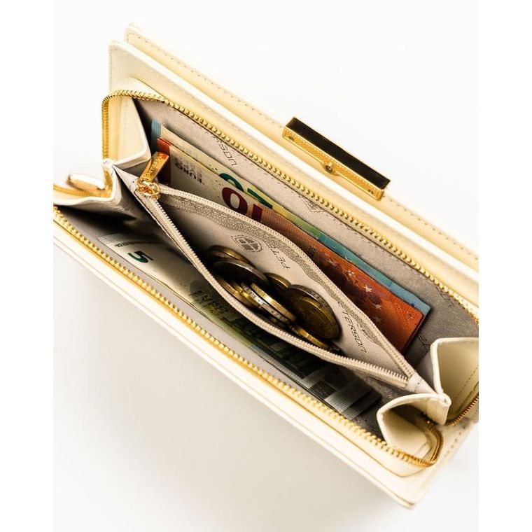 Portfel, ecru, skóra ekologiczna, Peterson