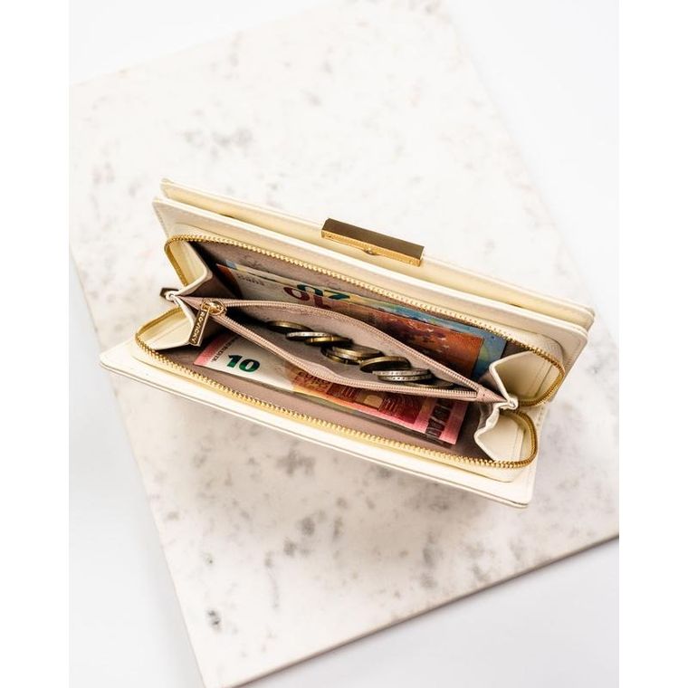 Portfel, ecru, skóra ekologiczna, RFID, Rovicky