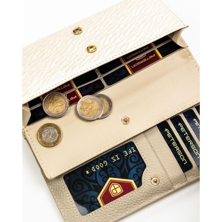 Portfel, ecru, skóra naturalna i ekologiczna, Peterson