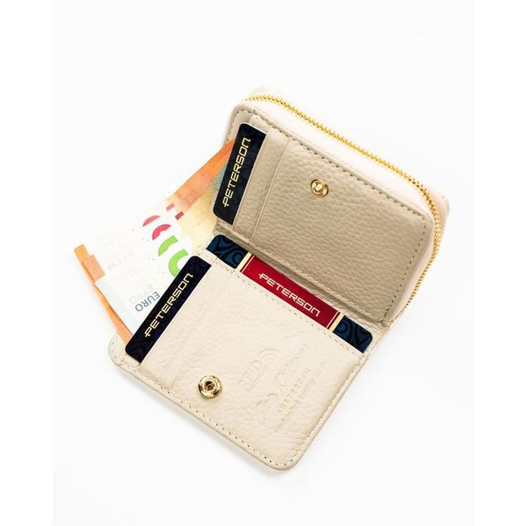 Portfel, ecru, skóra naturalna i ekologiczna, Peterson