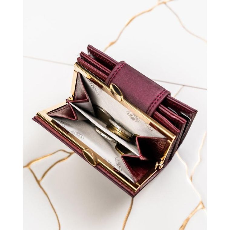 Portfel, fioletowy, skóra naturalna i ekologiczna, Peterson