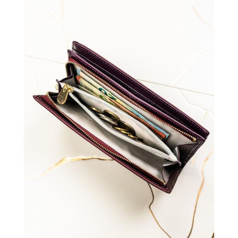 Portfel, fioletowy, skóra naturalna i ekologiczna, Peterson
