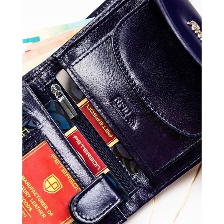 Portfel, fioletowy, skórzany, Peterson