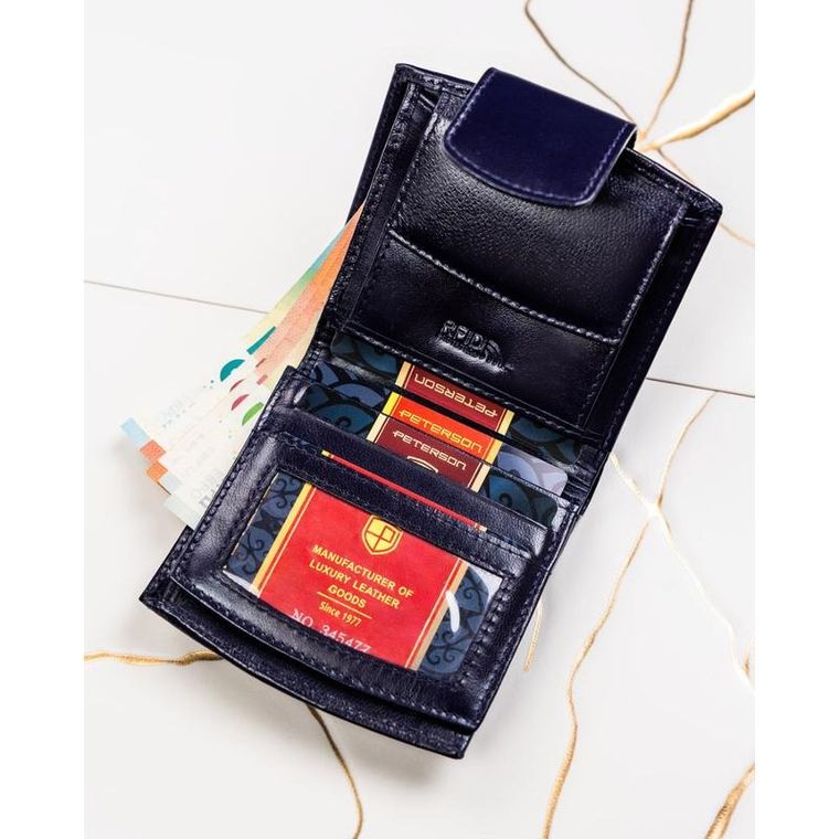 Portfel, fioletowy, skórzany, RFID, Peterson