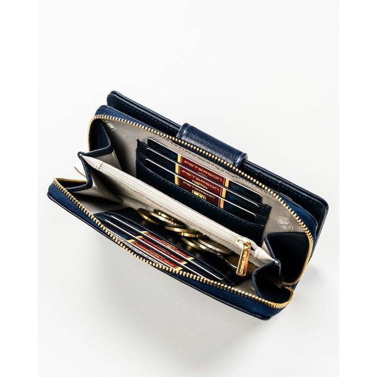 Portfel, granatowy, skóra ekologiczna, Peterson