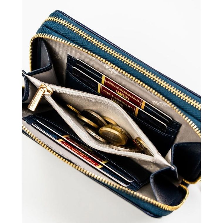 Portfel, granatowy, skóra ekologiczna, Peterson