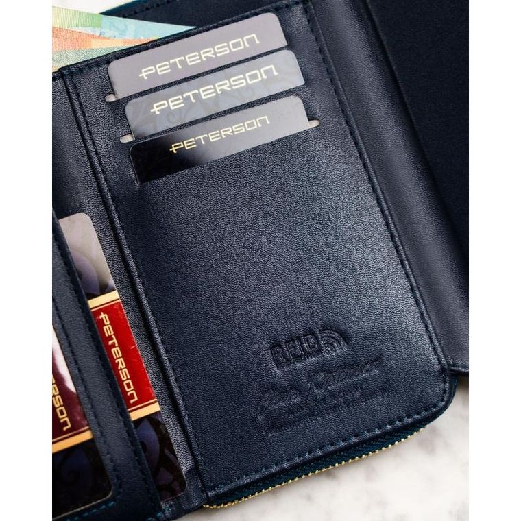 Portfel, granatowy, skóra ekologiczna, Peterson