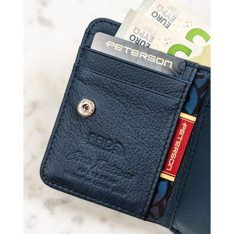 Portfel, granatowy, skóra ekologiczna, Peterson