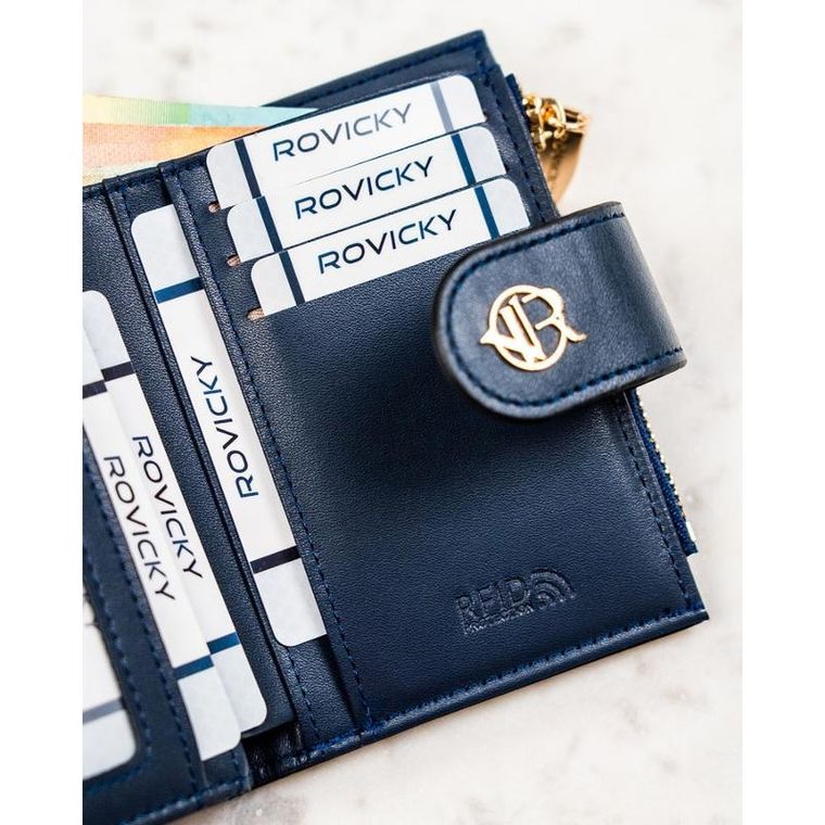 Portfel, granatowy, skóra ekologiczna, Rovicky