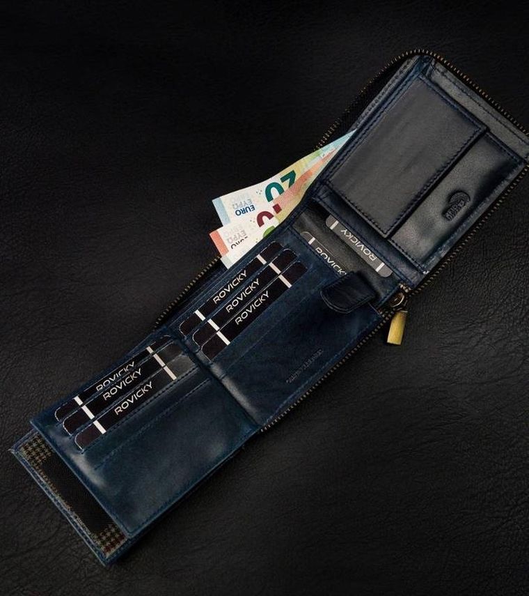 Portfel, granatowy, skórzany, Always Wild