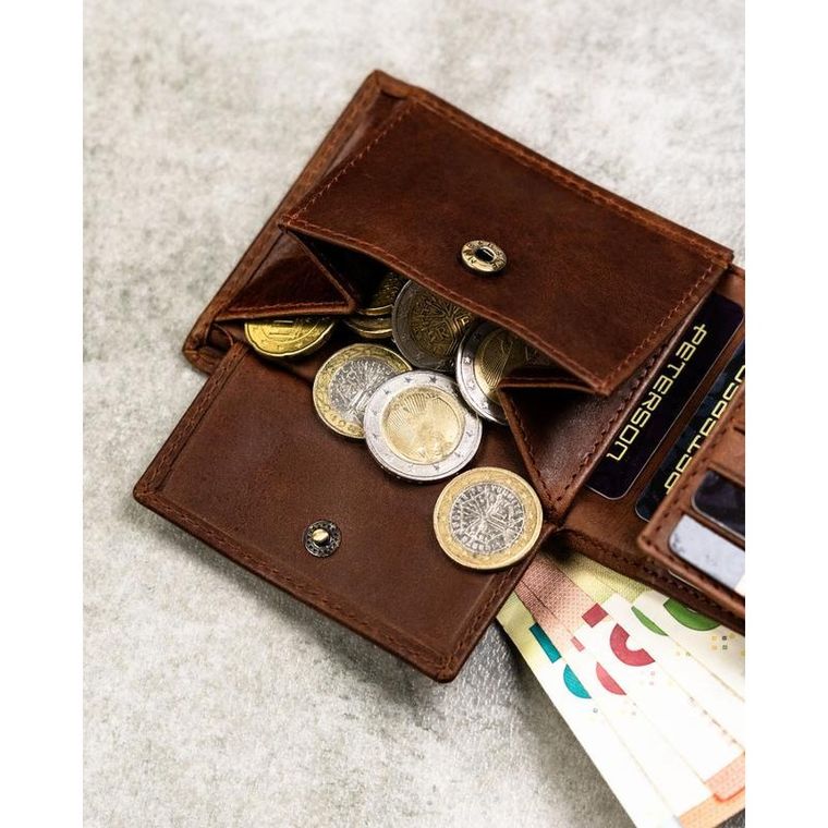 Portfel, jasnobrązowy, skórzany, Peterson