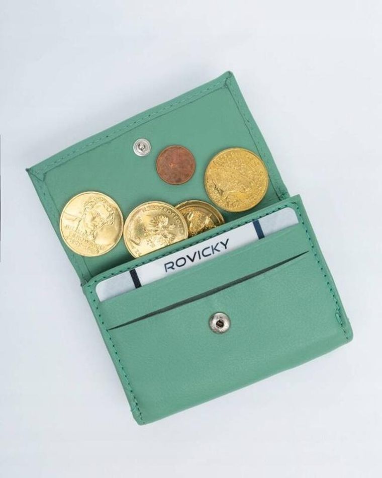 Portfel, jasnozielony, skórzany, Rovicky