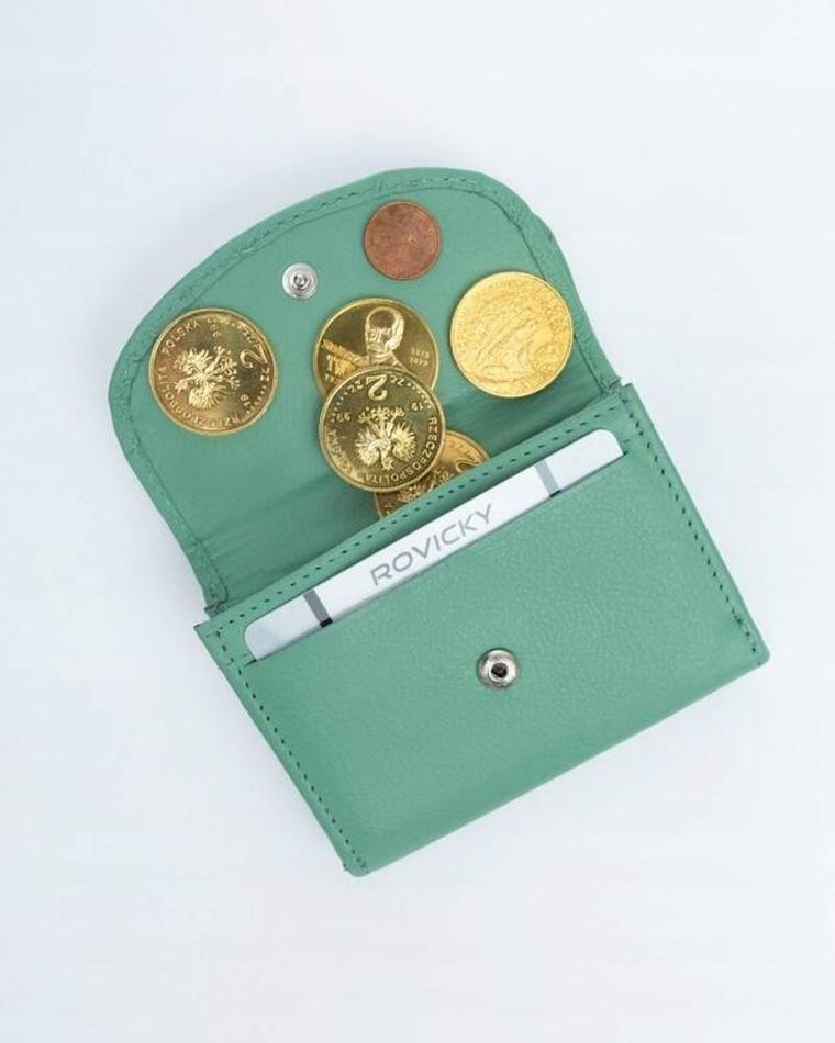 Portfel, jasnozielony, skórzany, Rovicky