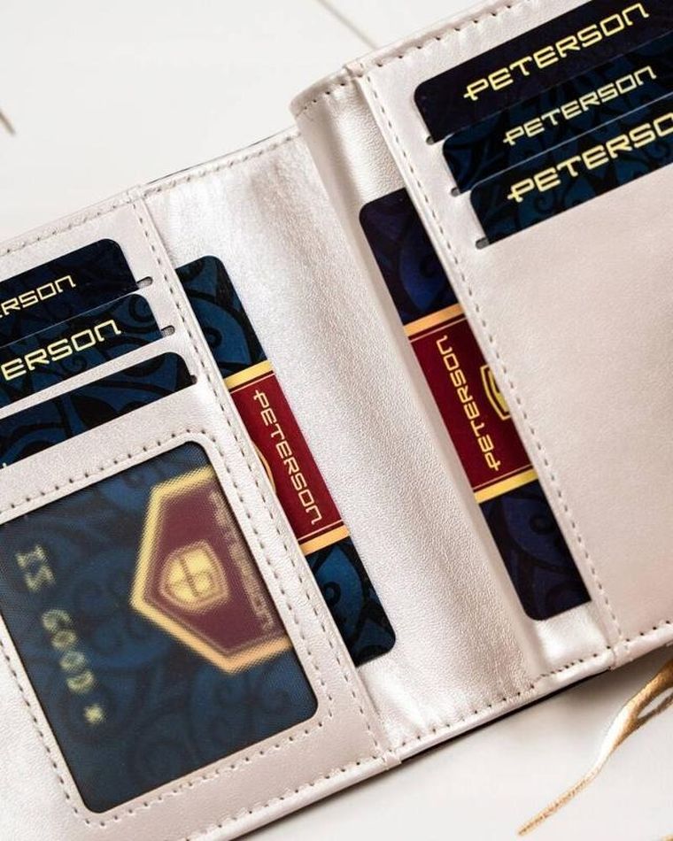 Portfel, kremowy, skóra ekologiczna, Peterson