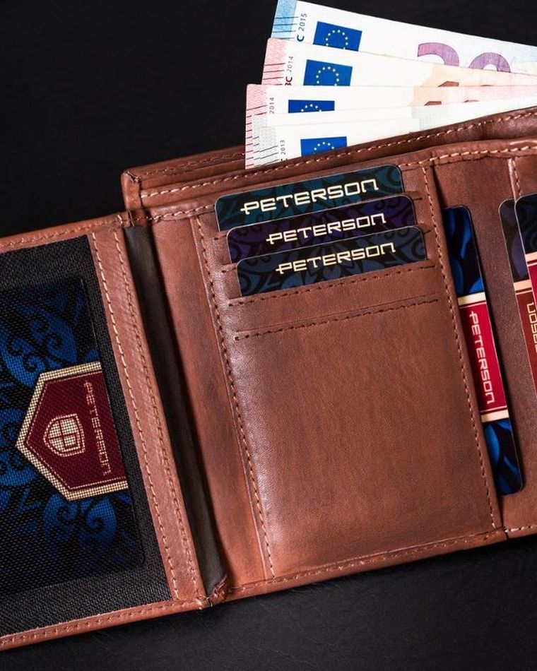 Portfel męski z cieniowanej skóry naturalnej, Peterson