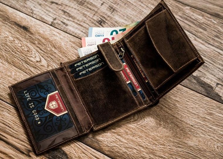 Portfel męski z retro skóry nubukowej, Peterson