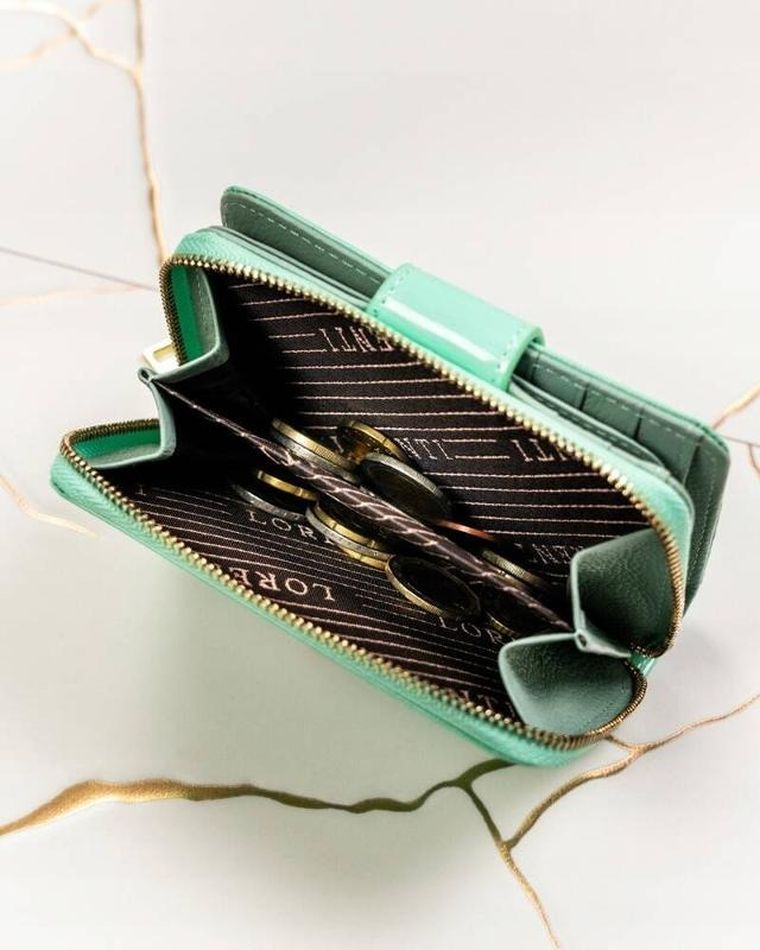 Portfel, miętowy, skórzany, Lorenti