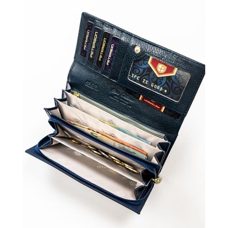 Portfel, niebieski, RFID, Peterson