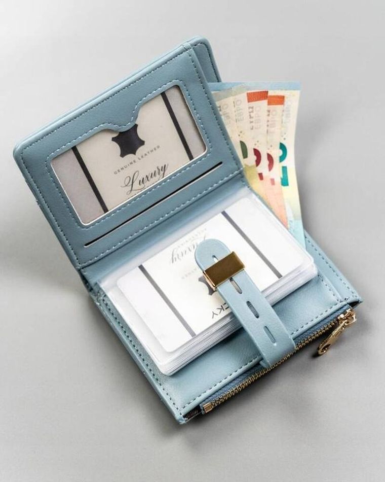 Portfel, niebieski, skóra ekologiczna, Cavaldi