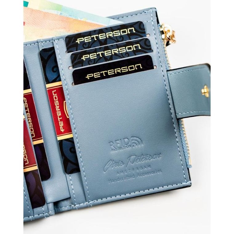 Portfel, niebieski, skóra ekologiczna, Peterson