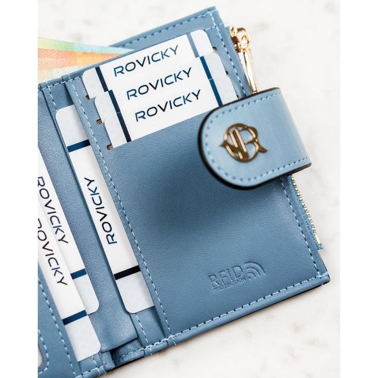 Portfel, niebieski, skóra ekologiczna, RFID, Rovicky