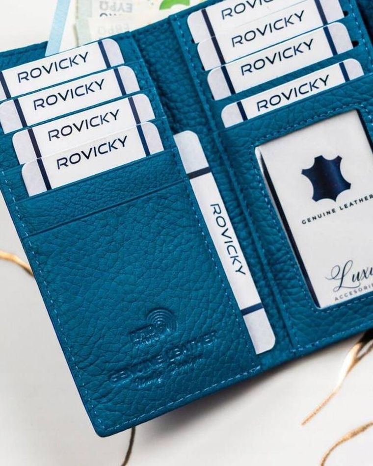 Portfel, niebieski, skórzany, Lorenti