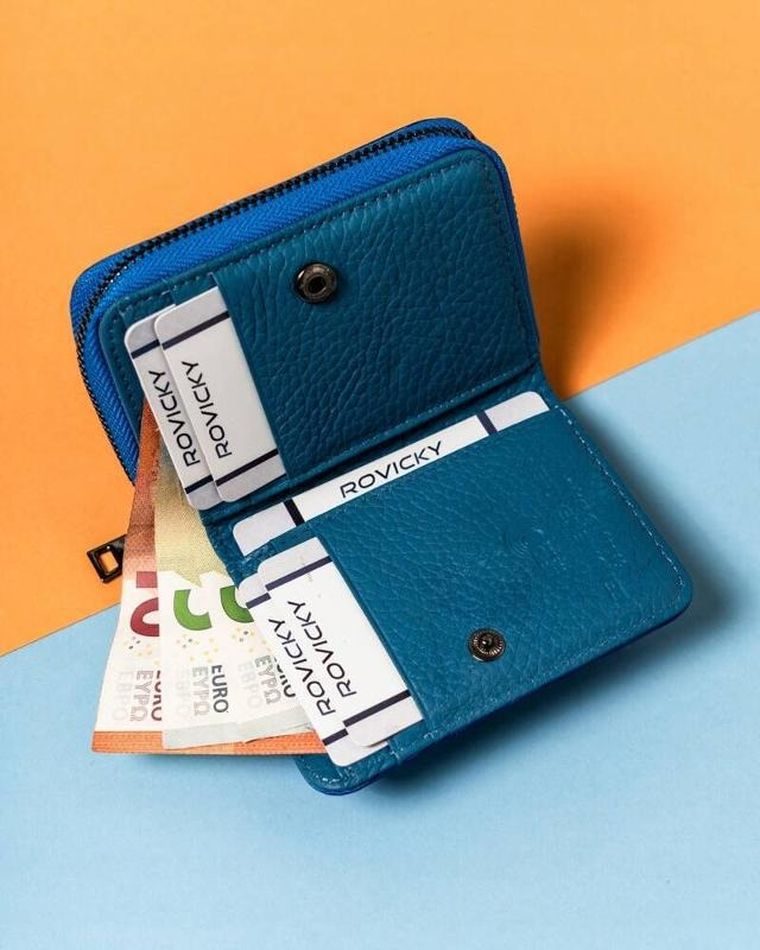 Portfel, niebieski, skórzany, Lorenti