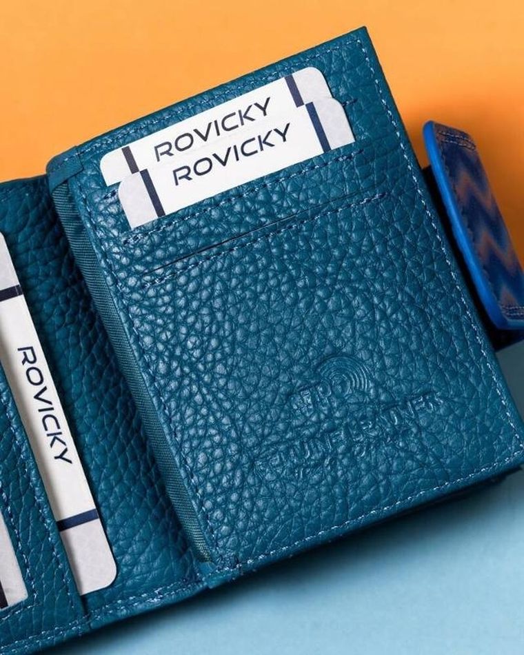 Portfel, niebieski, skórzany, Lorenti