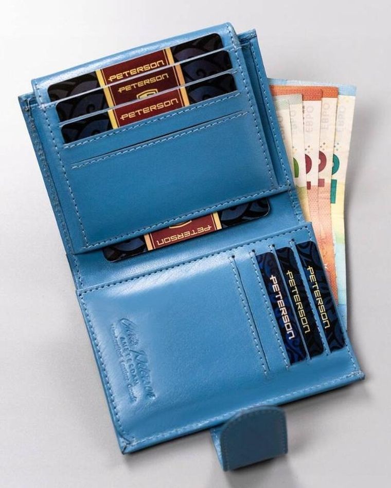 Portfel, niebieski, skórzany, Peterson
