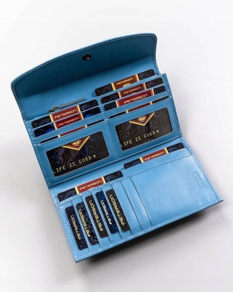 Portfel, niebieski, skórzany, Peterson
