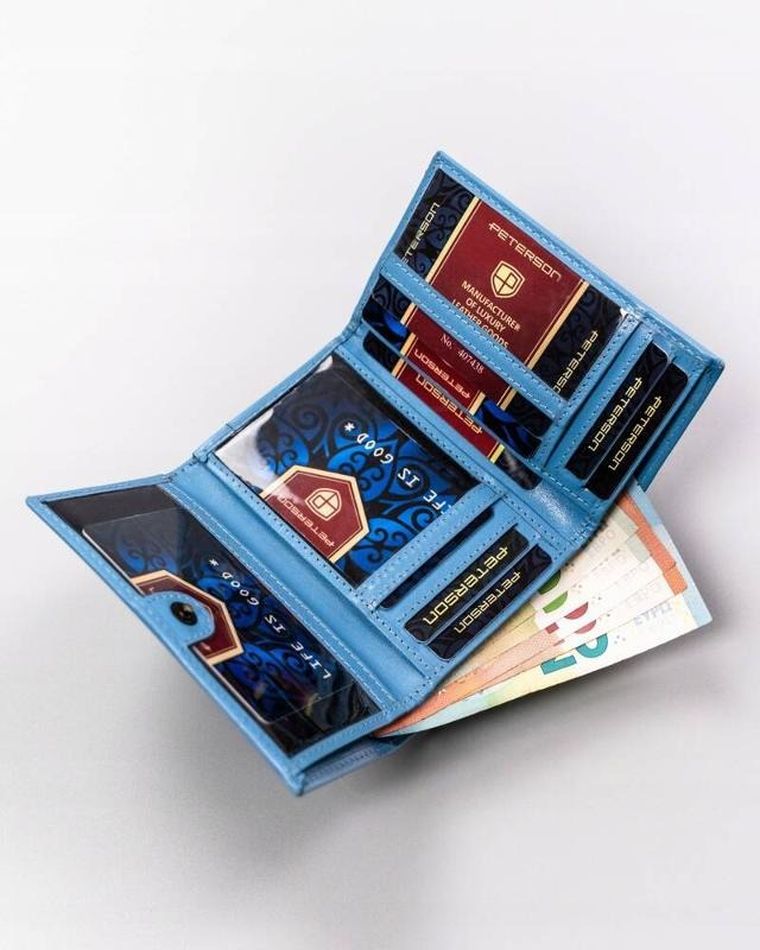 Portfel, niebieski, skórzany, Peterson