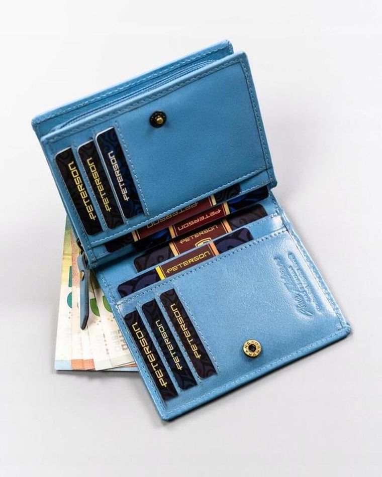 Portfel, niebieski, skórzany, Peterson