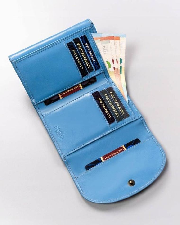 Portfel, niebieski, skórzany, Peterson