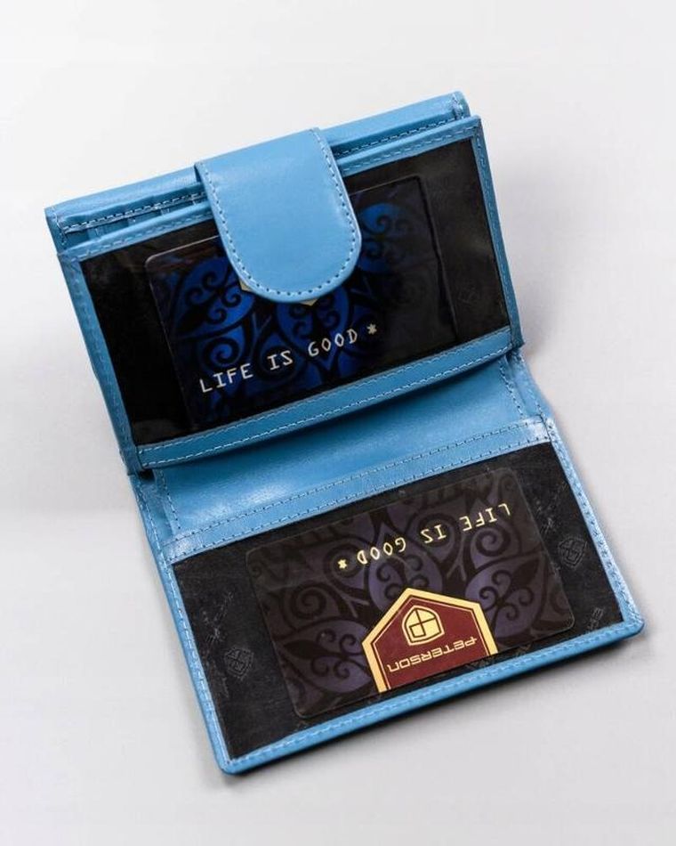 Portfel, niebieski, skórzany, Peterson