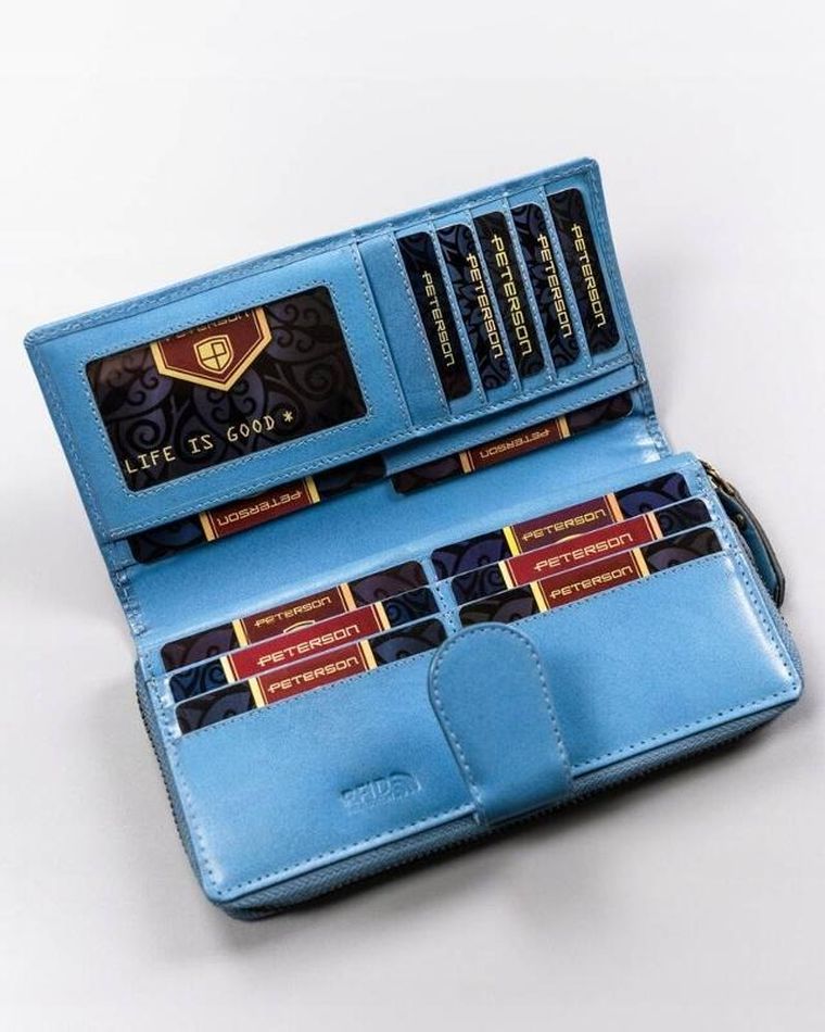 Portfel, niebieski, skórzany, Peterson