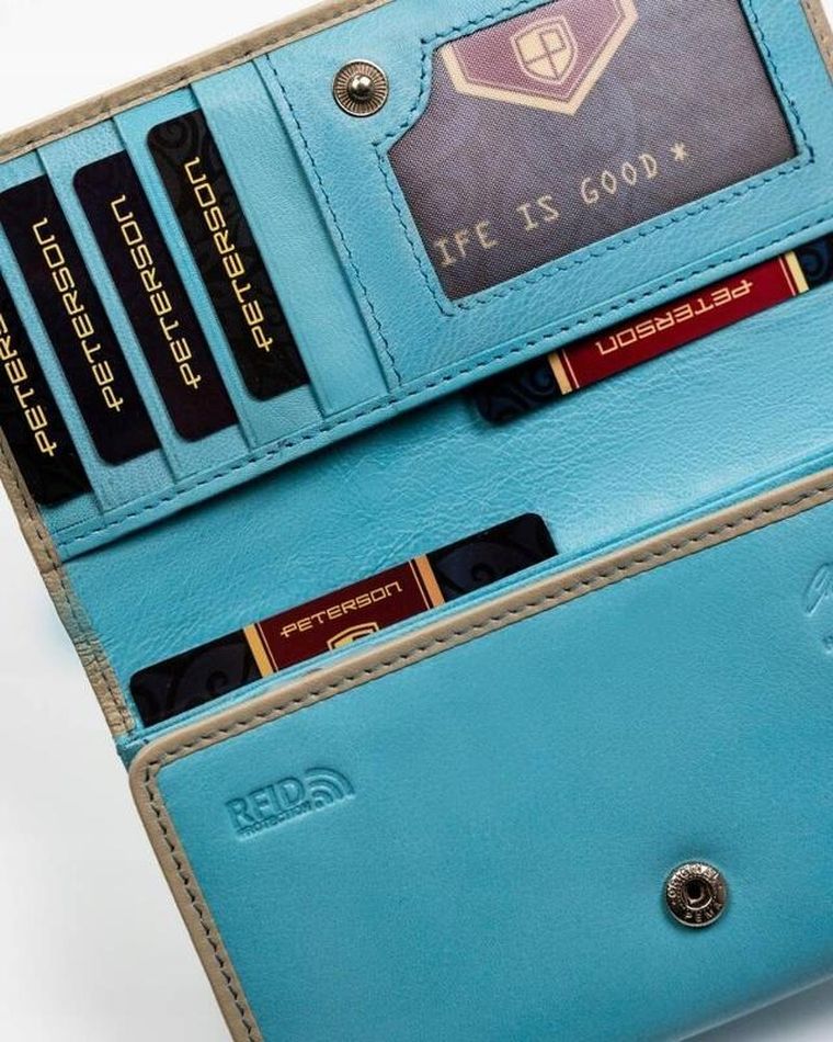 Portfel, niebieski, skórzany, Peterson