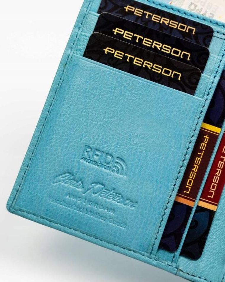 Portfel, niebieski, skórzany, Peterson