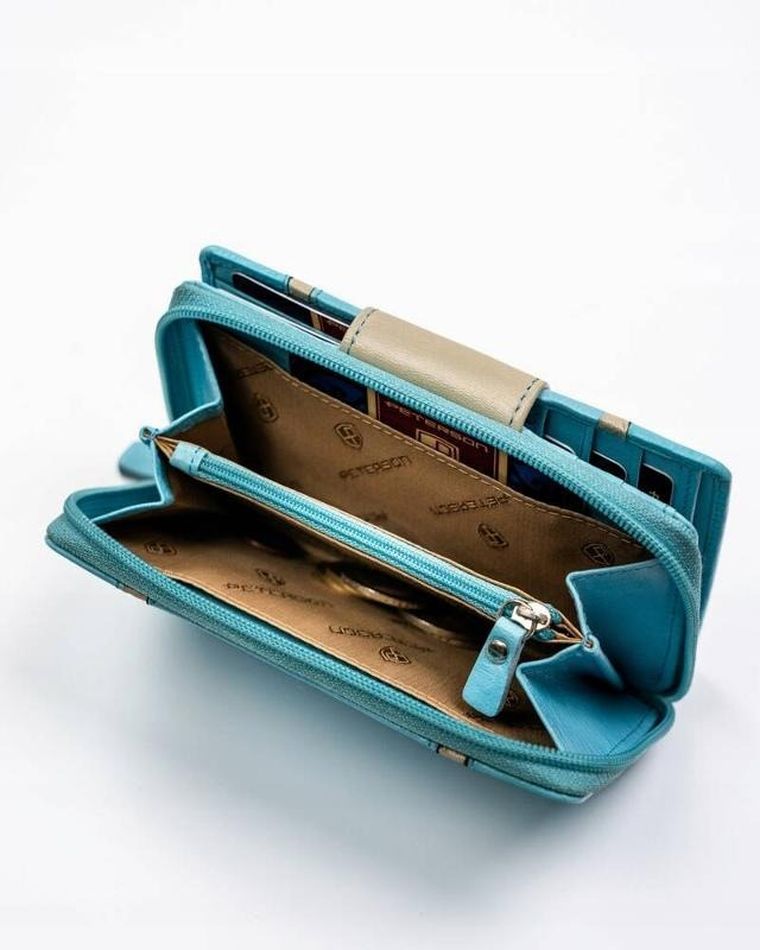 Portfel, niebieski, skórzany, Peterson