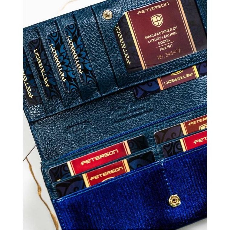 Portfel, niebieski, skórzany, Peterson
