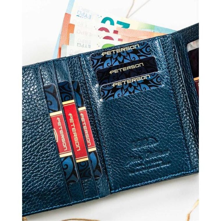 Portfel, niebieski, skórzany, Peterson