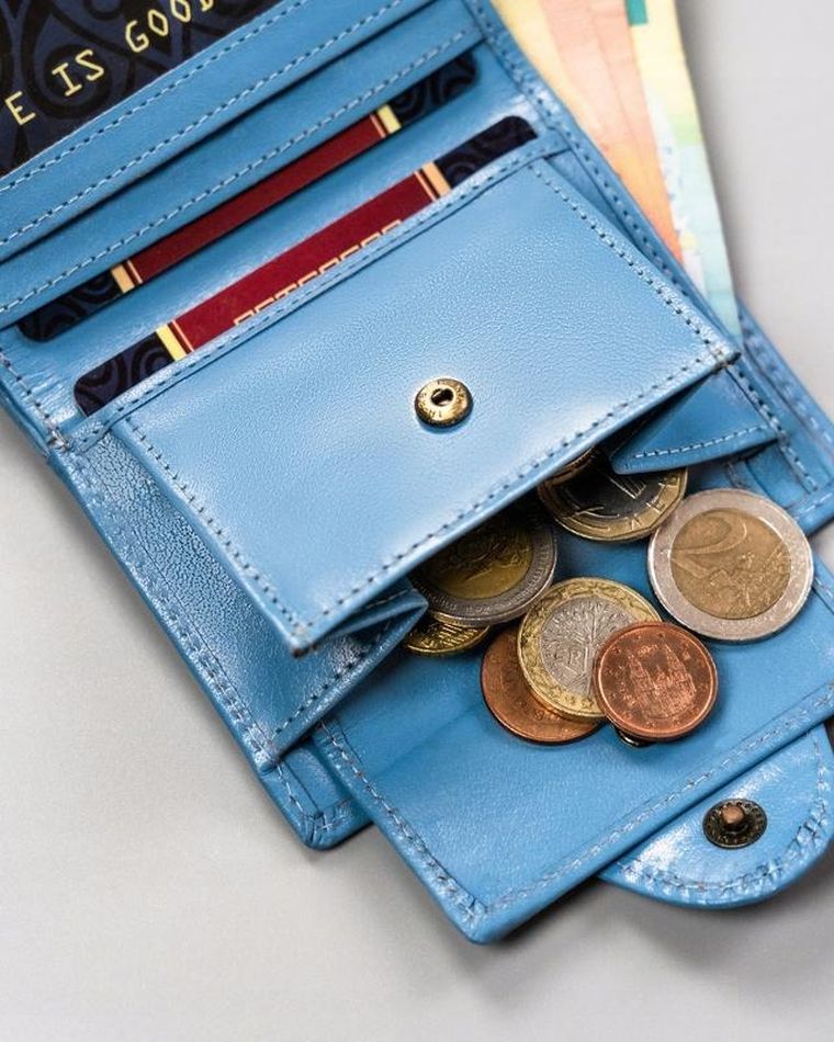 Portfel, niebieski, skórzany, RFID, Peterson