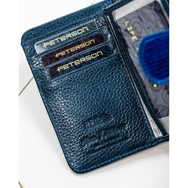 Portfel, niebieski, skórzany, RFID, Peterson