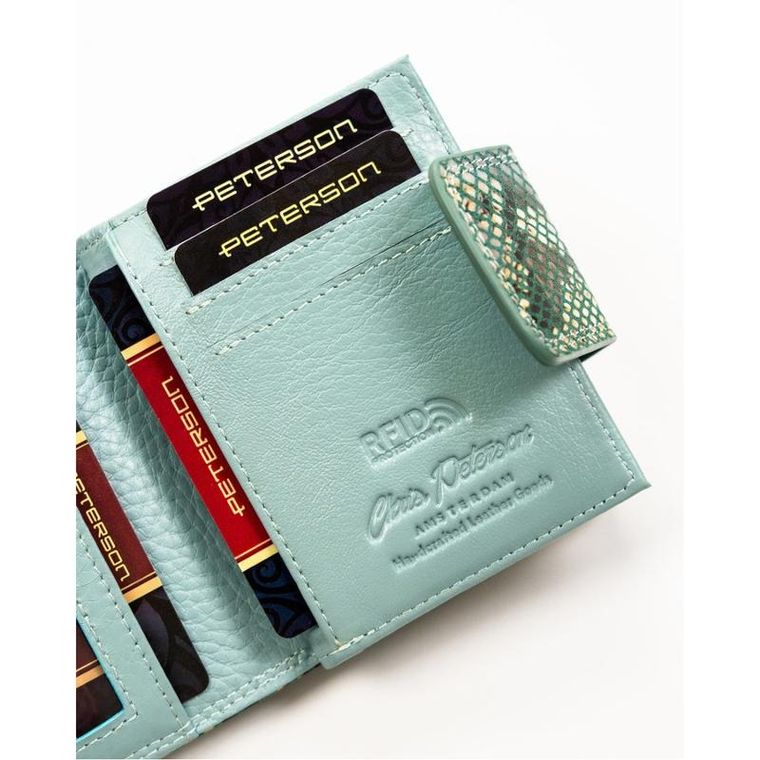 Portfel, niebieski, skórzany, RFID, Peterson