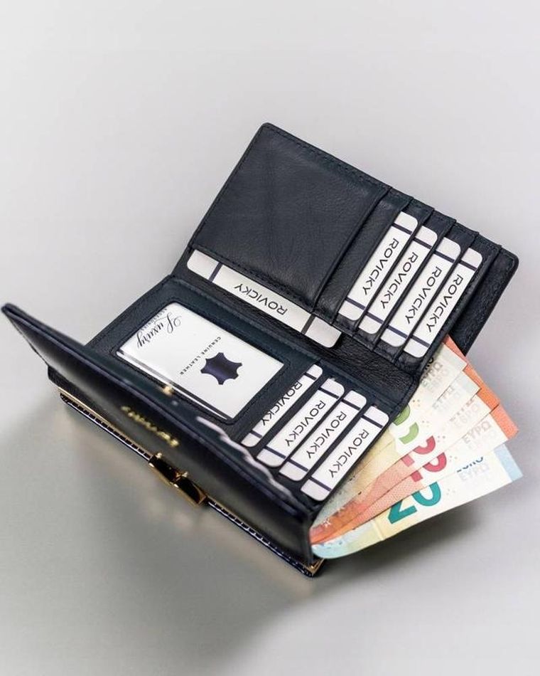 Portfel, niebieski, skórzany, Rovicky