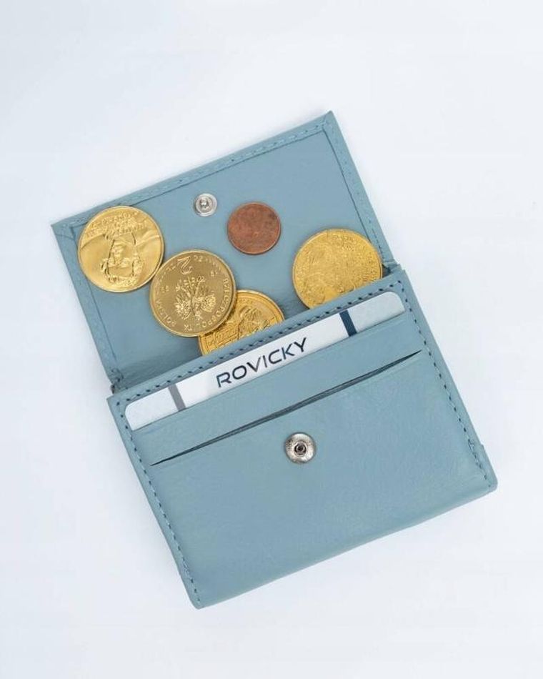 Portfel, niebieski, skórzany, Rovicky