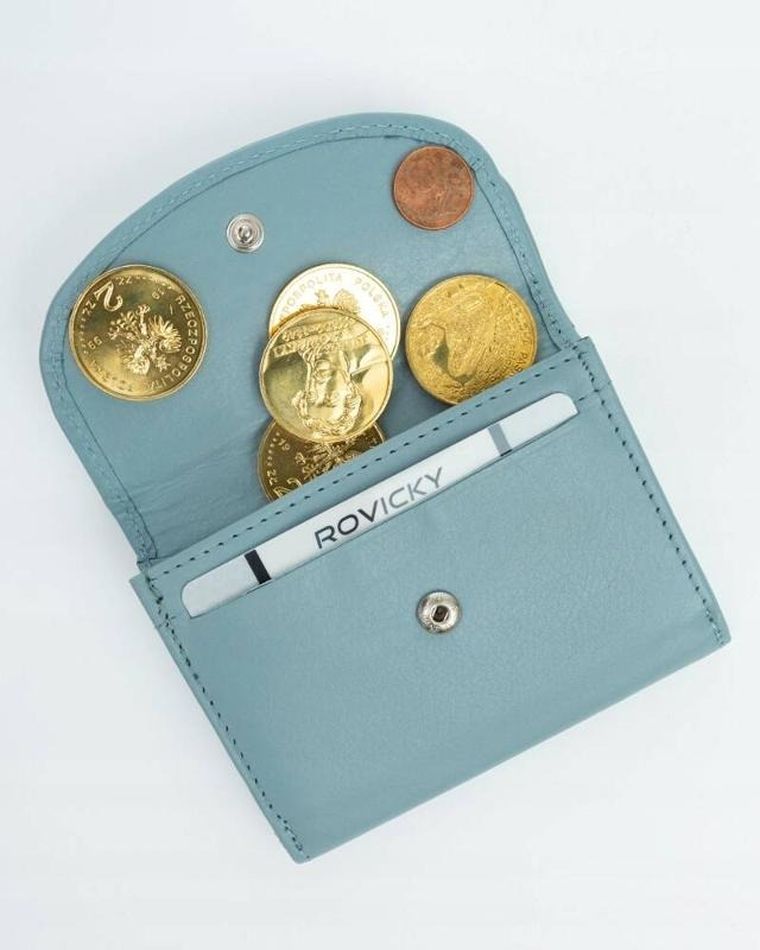 Portfel, niebieski, skórzany, Rovicky
