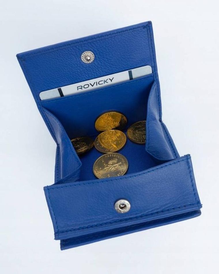 Portfel, niebieski, skórzany, Rovicky