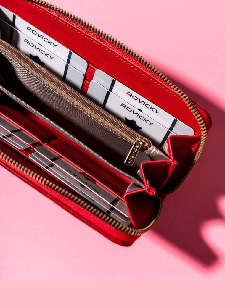 Portfel-piórnik, czerwony, skóra ekologiczna, Rovicky