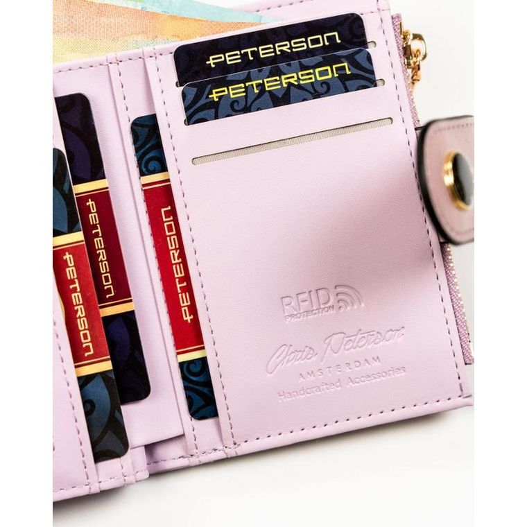 Portfel, różowy, skóra ekologiczna, RFID, Peterson