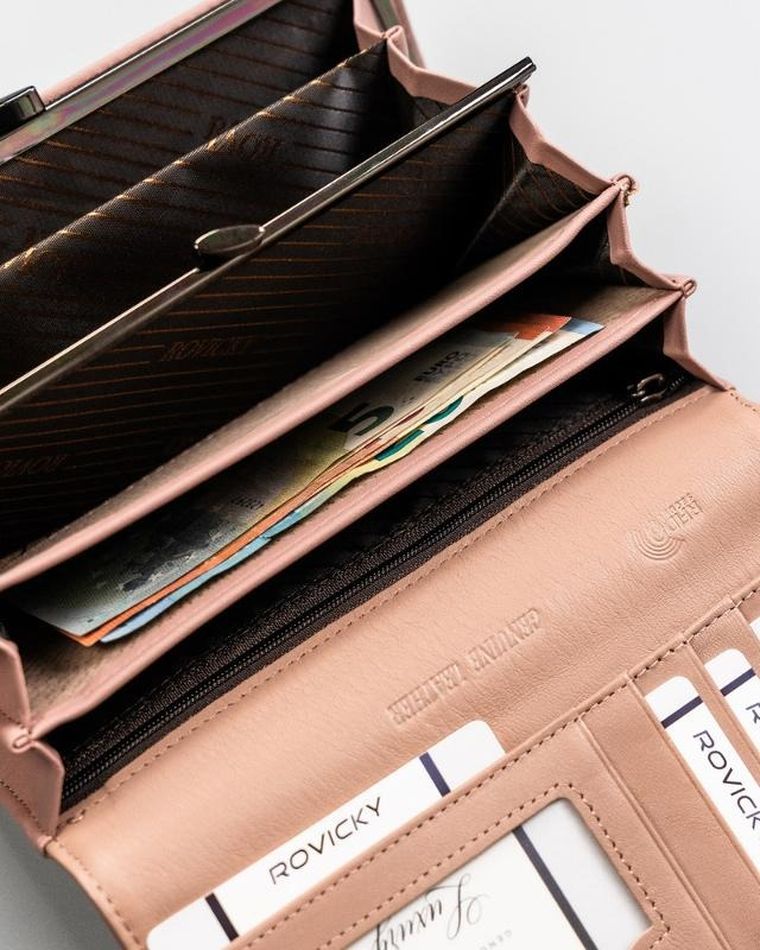 Portfel, różowy, skóra ekologiczna, Rovicky